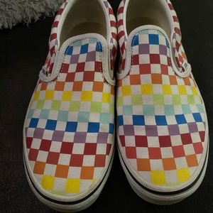 Rainbow vans size 5.5 in kids. 7 in womens!